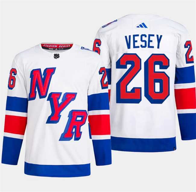 Men%27s New York Rangers #26 Jimmy Vesey White 2024 Stadium Series Stitched Jersey Dzhi